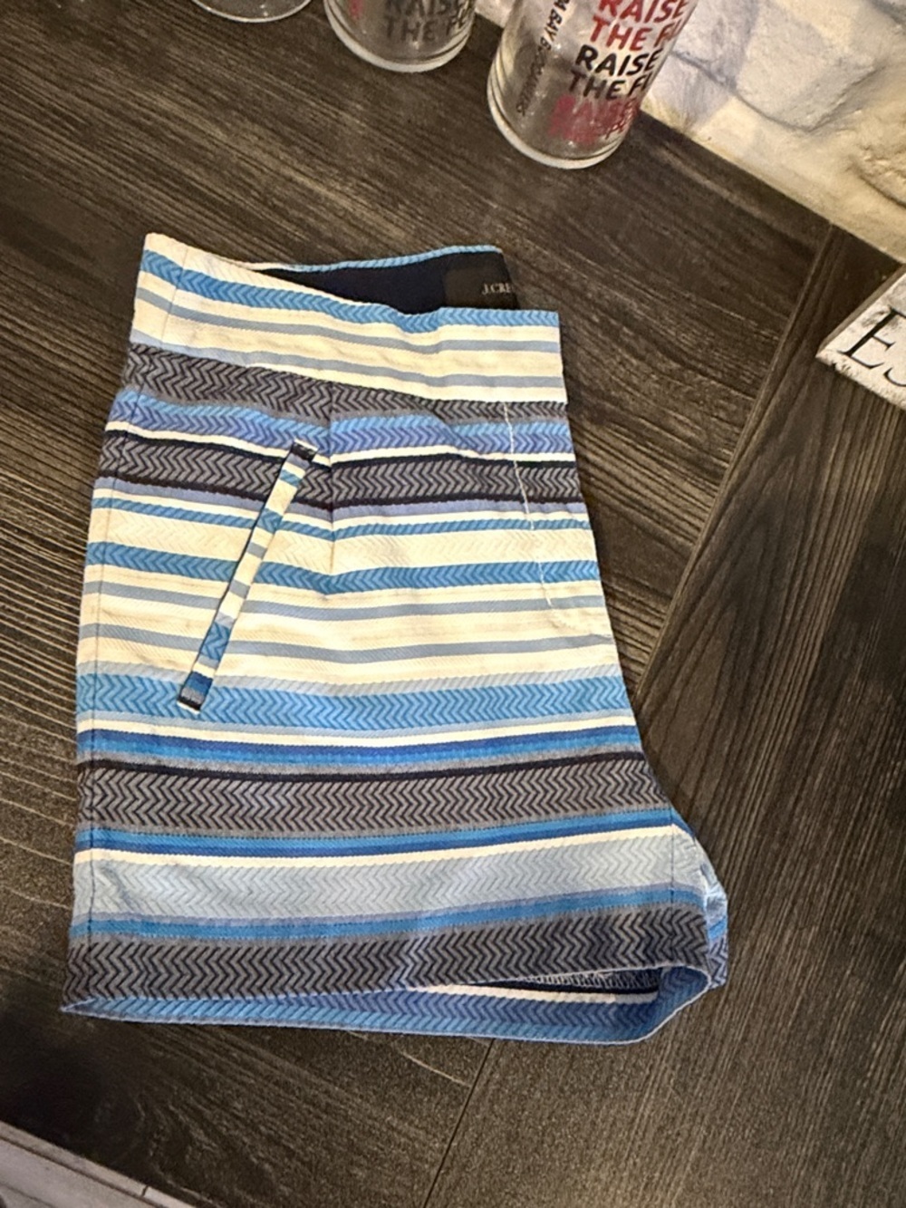 J. Crew Blue and White Striped High-Waist Shorts - Picture 4 of 4